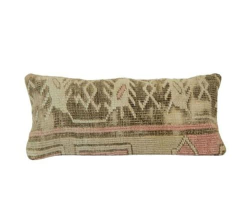 Muted Carpet Rug Pillow, Vintage Pastel Ethnic Turkish | Cushion in Pillows by Vintage Pillows Store