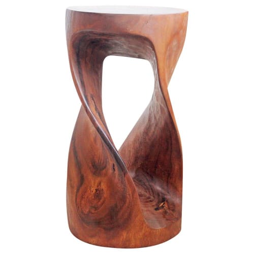 Haussmann® Round Wood Twist Accent Table 14 in DIA x 26 | Tables by Haussmann®