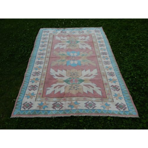 Vintage Turkish Oushak Rug With Soft Color Hand Knotted Rug | Rugs by Vintage Pillows Store