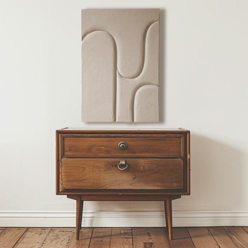 Sandy White Sculptural Painting: Modern 3D Relief Wall Art | Wall Hangings by Vaiva Art Atelier