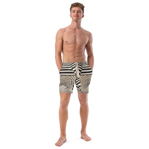 Men's Swim Trunks - Tunnel of Illusion - Geometric Op Art | Work by Eman's Gallery