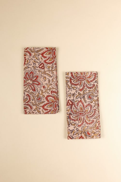 Amber Bloom Kalamkari Napkins, Set of 4 | Linens & Bedding by Ninéh