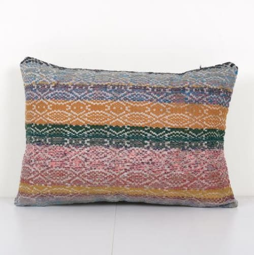 Turkish Kilim Lumbar Pillow, Handwoven Kilim Lumbar, Ethnic | Pillows by Vintage Pillows Store