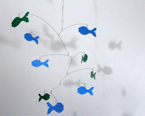 Fish Mobile USA in Blue and Green NURSERY ART | Wall Hangings by Skysetter Designs