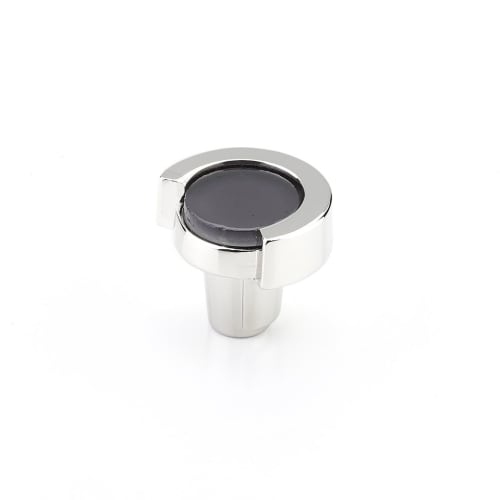 Astratto Gray Round Knob With Polished Nickel Finish | Hardware by Windborne Studios