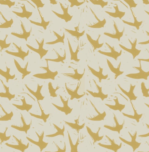 Bird by Bird, Mustard | Linens & Bedding by Philomela Textiles & Wallpaper