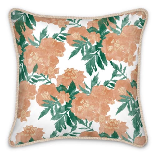 Marigold Floral Silk Cushion | Pillows by Sean Martorana