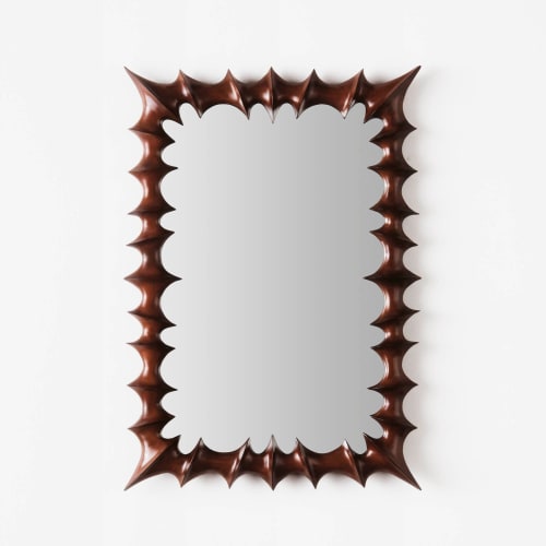 Brutalist Mirror Small Natural Wood | Work by District Loom