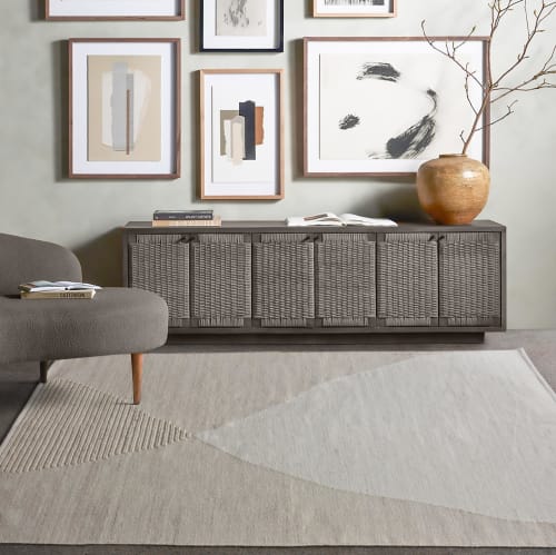 Ivory Handmade Wool Rug Neutral Area Carpet Scandinavian Minimalist Modern Contemporary Bedroom Decor | Rugs by Swiflo