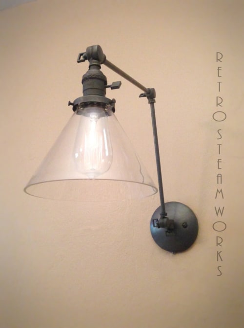 Swinging Adjustable Wall Light - Industrial Sconce | Sconces by Retro Steam Works