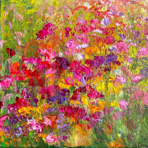 Flower Folie | Oil And Acrylic Painting in Paintings by Checa Art