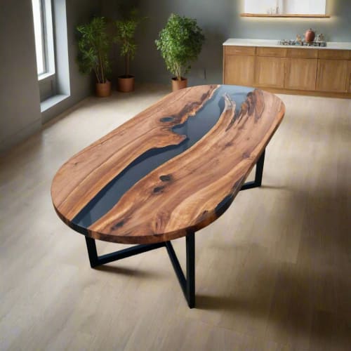 Oval epoxy river dining table | Tables by Ironscustomwood