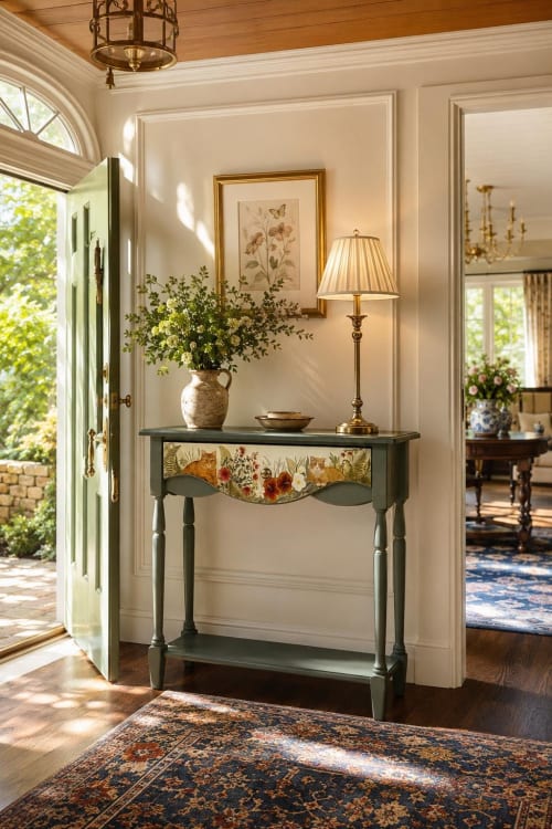 Custom Pet Portrait Console Table, Hand-Painted Narrow Entryway Table with Drawer | Tables by Alevtina G