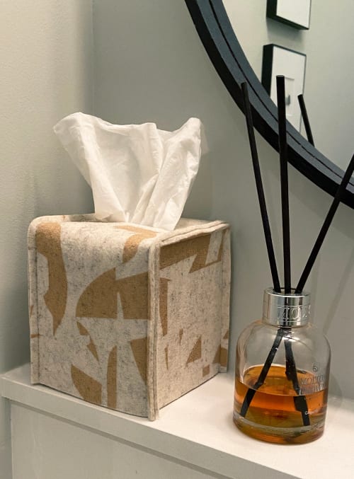 Tissue Box Cover Merino Wool Felt 'Fragment' Bamboo | Decorative Objects by Lorraine Tuson