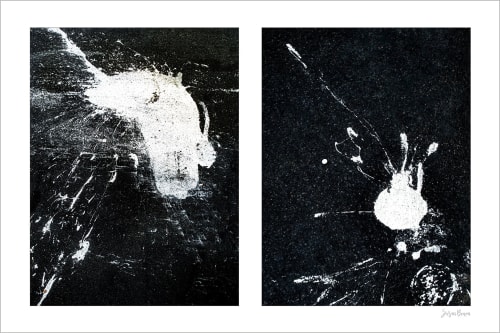 Spills Diptych #05: Conversing White Blobs (small sale size) | Photography by Susan Bowen Photos
