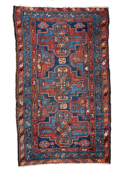 Beautiful Antique Navy and Rust Elephant Track Inspired | Area Rug in Rugs by The Loom House