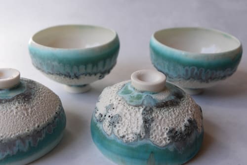 Reef Turquoise porcelain ceremonial bowl, minimal nordic | Dinnerware by Laima Ceramics