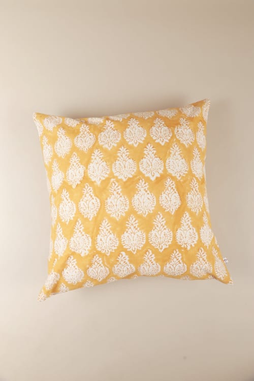 Golden Sunrise  Block Print Pillow | Pillows by Nehmat G