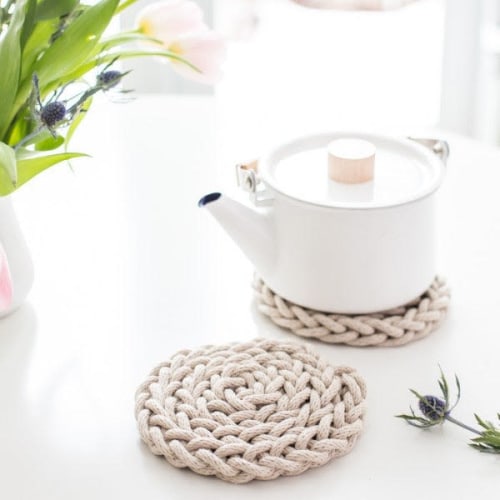 Finger Knit Trivet DIY KIT | Coaster in Tableware by Flax & Twine