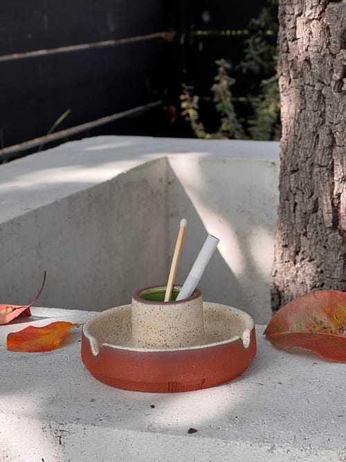 Mineral x Tru Ceramics Volcano Ashtray, Speckled Egg and Spr | Tableware by Mineral Ceramics