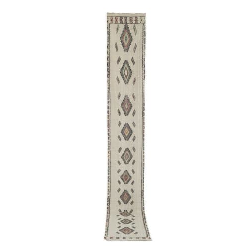 Mid Century Turkish Long Kilim Runner with Modern Design | Rugs by Vintage Pillows Store