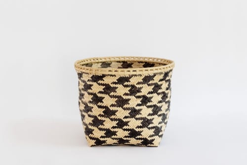 Storage Organizer with Rattan Rim | Stripe Noir | Storage Bin in Storage by NEEPA HUT