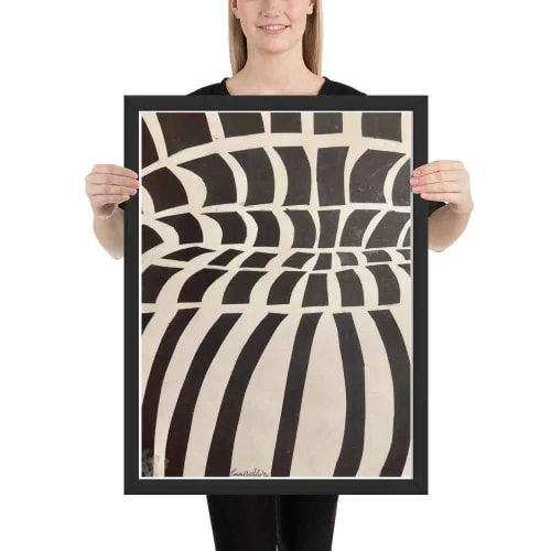 Framed Print - Optical Web - Op Art Black & White Illusion | Work by Eman's Gallery