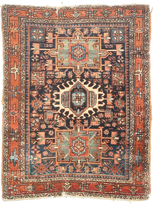DEEP Indigo Antique Persian Karaja rug | Navy with RARE | Rugs by The Loom House