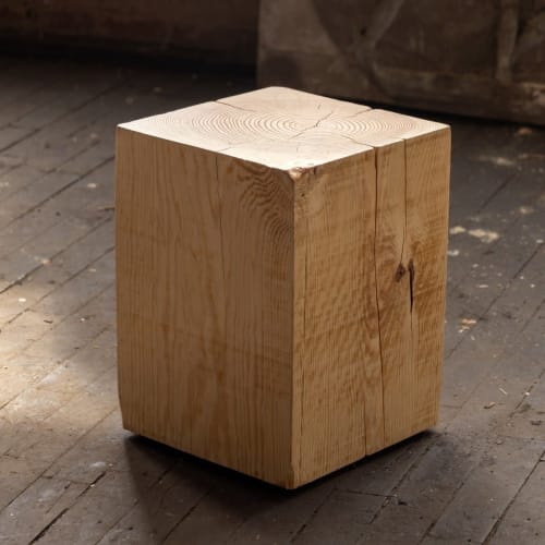 Hyo Table Natural | Pine Wood Cube Side Table | Tables by Alabama Sawyer