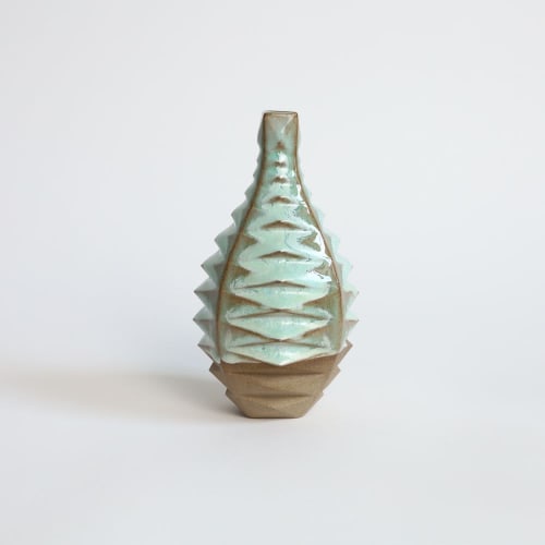 Square in Coral Green | Vases & Vessels by by Alejandra Design