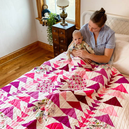 Love Birds- White, Bed Size | Quilt in Linens & Bedding by Delightfully Quilted by Maria