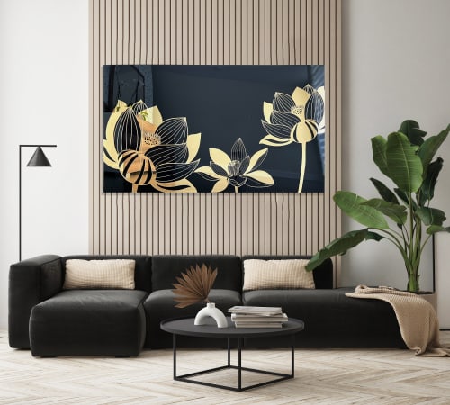 Black and Gold Extra Large Mirrored Acrylic Wall Art / Made | Wall Hangings by uniQstiQ