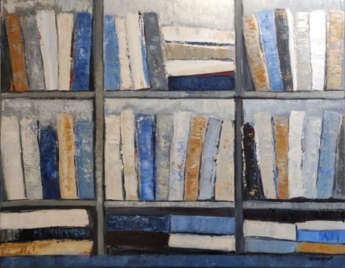 Les Livres Bleus / The Blue Books | Oil And Acrylic Painting in Paintings by Sophie DUMONT