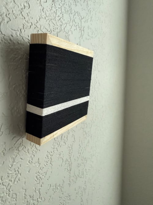 Mini Woven Tile - String Theory- Black and White #2 | Wall Sculpture in Wall Hangings by Mpwovenn Fiber Art by Mindy Pantuso