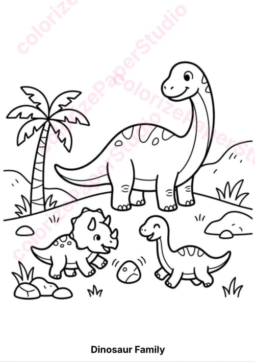 Dinosaur Coloring Pages for Kids, 50 Printable Pages, Cute Dinosaur Coloring Book PDF, T-Rex Triceratops Stegosaurus, Digital Download | Paintings by Colorize Paper Studio