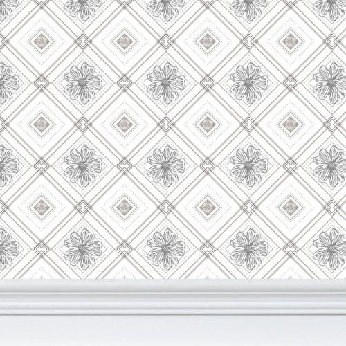 Trellis - Violet and Aster - Greyscale - Small Print | Wallpaper in Wall Treatments by Sean Martorana