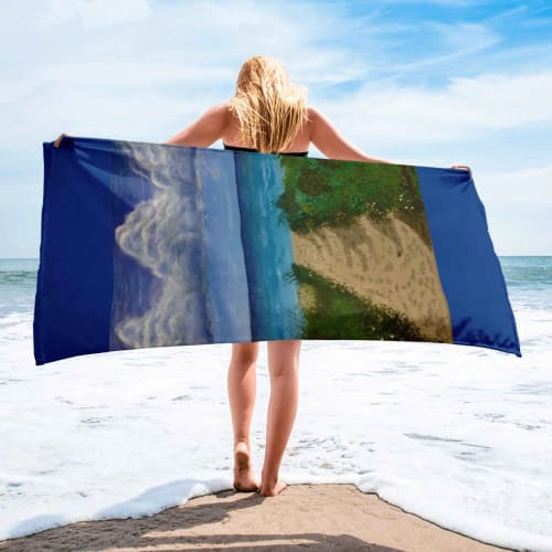 Towel - Edge of Calm - Coastal Pathway Seascape | Work by Eman's Gallery