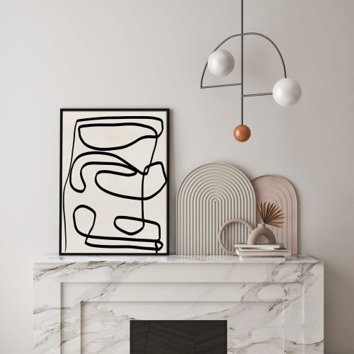 Large Abstract Line Art Print, Mid century modern living | Prints by Capricorn Press