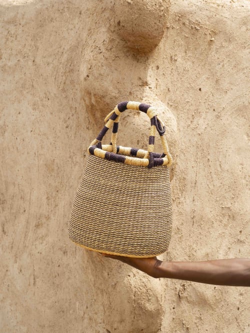 Bowl Black/Natural Stripe Basket | Storage Basket in Storage by AKETEKETE