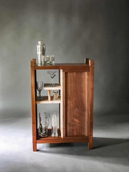 Bar Cabinet - Walnut with Tiger Maple | Storage by Mokuzai Furniture