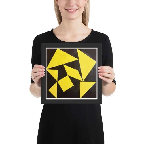 Framed Print - Golden Fracture - Geometric Minimalist | Work by Eman's Gallery