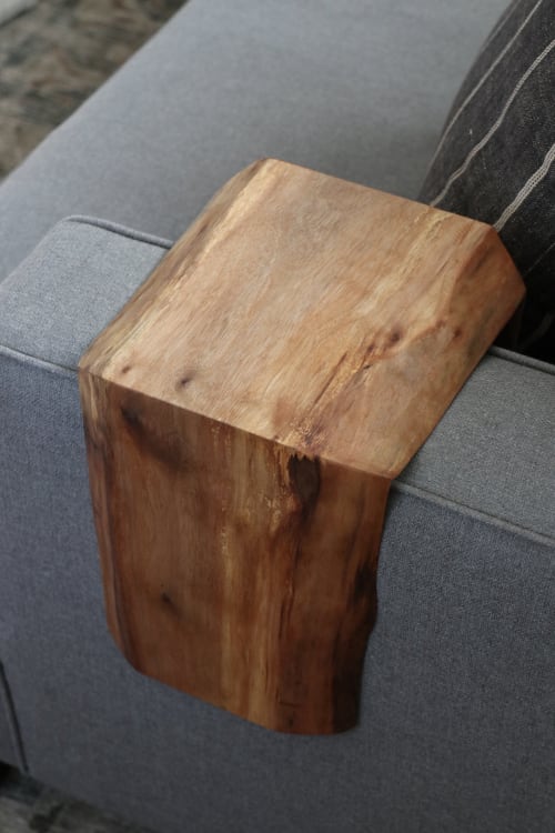 Live Edge 7.25" Walnut Wood Armrest Table | Side Table in Tables by Hazel Oak Farms