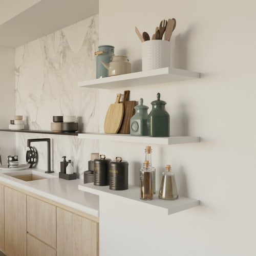 White Floating Shelf, Custom Shelves On Wall, Handmade Woode | Storage by Picwoodwork