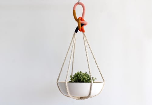 Color Block Sculptural Macrame Plant Hanger – 28” Limited Edition Hanging Planter | Plants & Landscape by Freefille