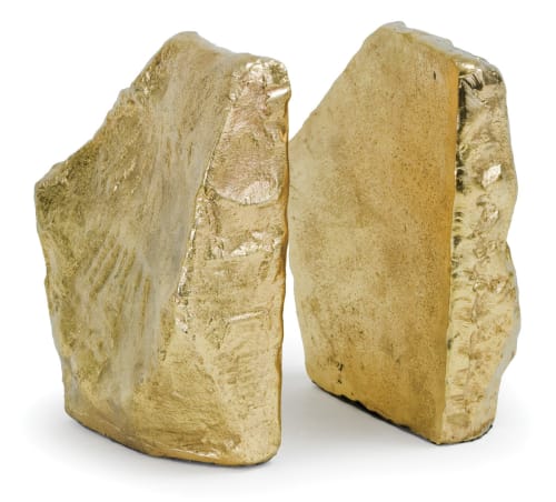 Gold Leaf Rock Bookends | Decorative Objects by Kevin Francis Design