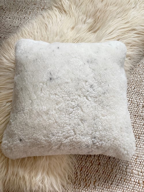18”’x 18” Ivory Shearling Sheepskin Pillow #4 | Cushion in Pillows by East Perry