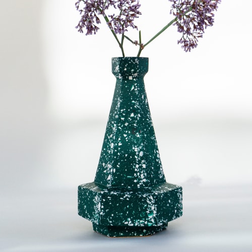 Vase Hexad 06 - Deep Jungle Green Terrazzo | Vases & Vessels by Tropico Studio