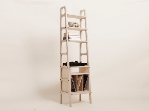 Record player stand, Vinyl record storage, Handmade Bookcase | Storage by Plywood Project