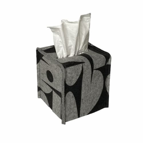 Tissue Box Cover 'Geo Jazz' Grey | Decorative Box in Decorative Objects by Lorraine Tuson