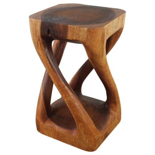 Haussmann® Wood Vine Twist Stool Accent Table 14 in x 23 in | Chairs by Haussmann®